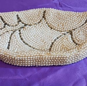 Faux 1950's beads glass beads accent clutch bag